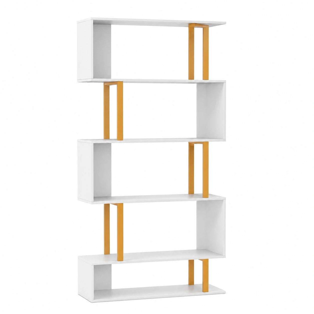 Bureau, en métal, avec rangement, coloris blanc et doré, 70 x 24 x 157 cm, pour l’espace de travail