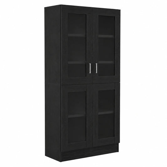 Bibliothèque, avec rangement, avec étagères, en chêne, coloris noir, 82,5 x 30,5 x 185 cm, pour le salon ou le bureau