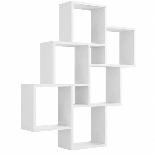 Bibliothèque, avec rangement, coloris blanc, 81,2 x 94,3 x 15,7 cm, pour le salon ou le bureau