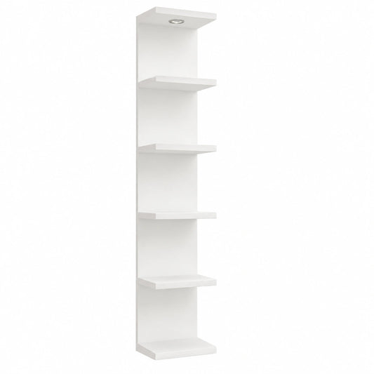 Bureau, avec étagères, avec éclairage LED, coloris blanc, pour l’espace de travail