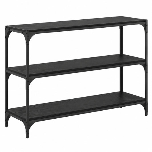 Bureau, avec rangement, avec étagères, en chêne, 100 x 33 x 70,5 cm, coloris noir, pour l’espace de travail