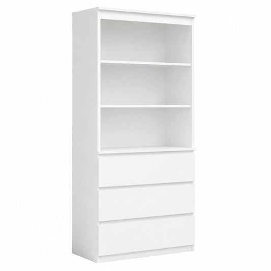 Bibliothèque, avec rangement, 80 x 40 x 180 cm, coloris blanc, pour le salon ou le bureau