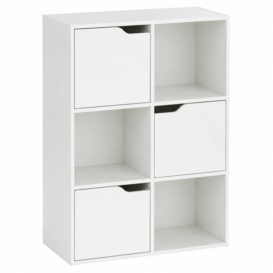 Bibliothèque, avec rangement, avec étagères, avec portes, coloris blanc, pour le salon ou le bureau