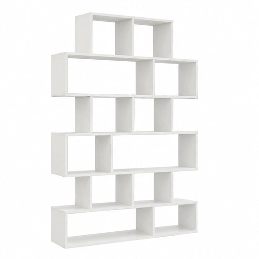 Bibliothèque, avec rangement, avec étagères, coloris blanc, 240,2 x 123,6 x 18 cm, pour le salon ou le bureau