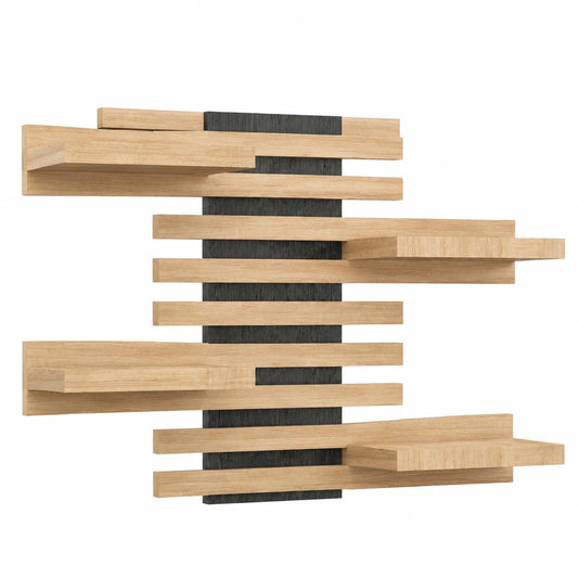 Étagère, en bois massif, modulable, coloris noir, pour les espaces de vie