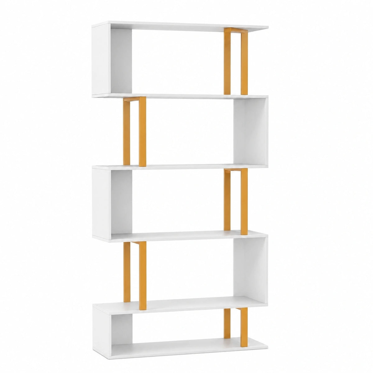 Bureau, en métal, avec rangement, coloris blanc et doré, 70 x 24 x 157 cm, pour l’espace de travail